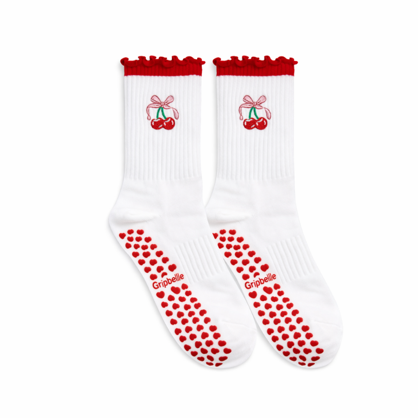 Cherry Ruffle - Pilates Socks