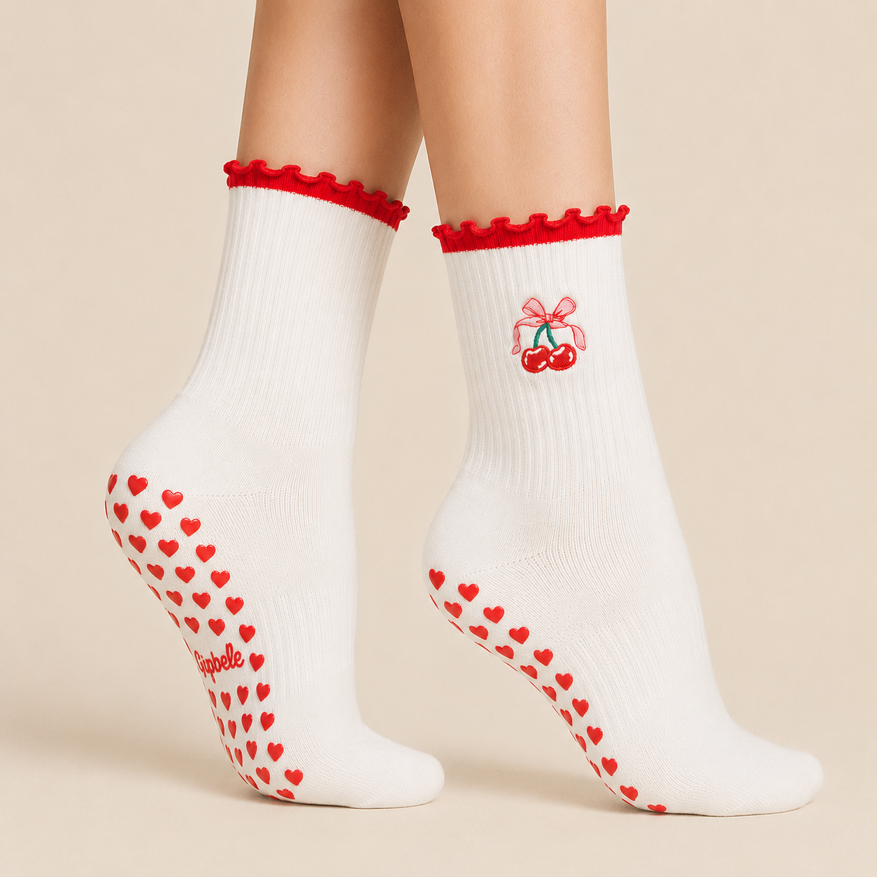 Cherry Ruffle - Pilates Socks