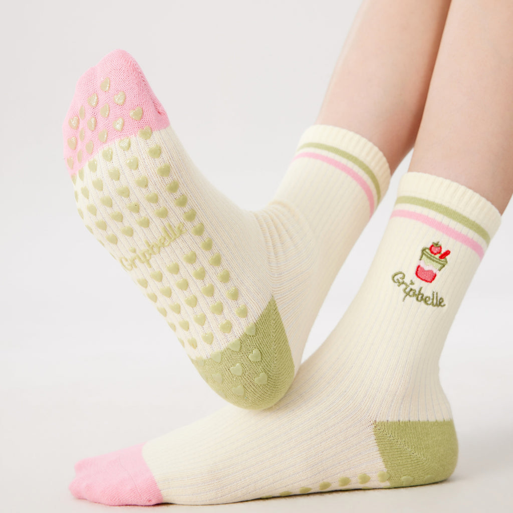 Strawberry Matcha - Pilates Grip Socks