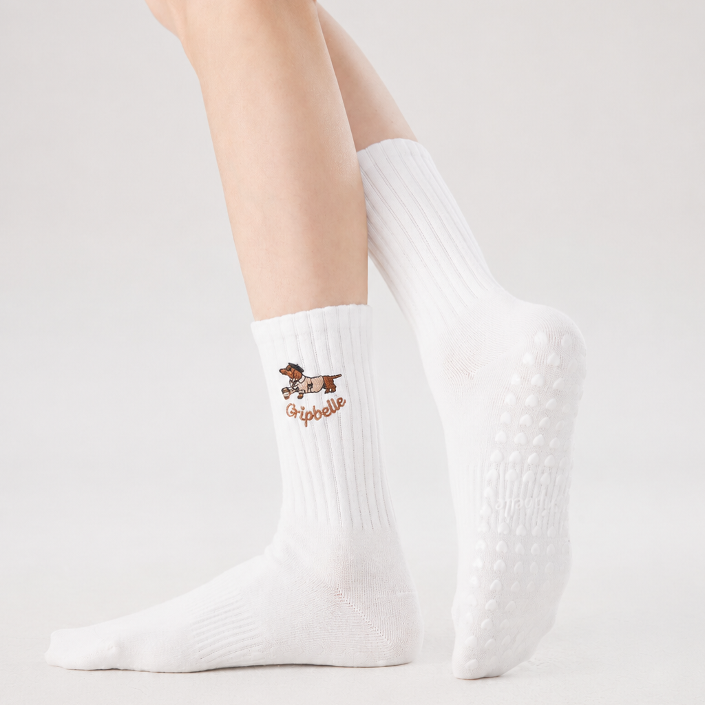 Coffee Run Puppy – Pilates Grip Socks
