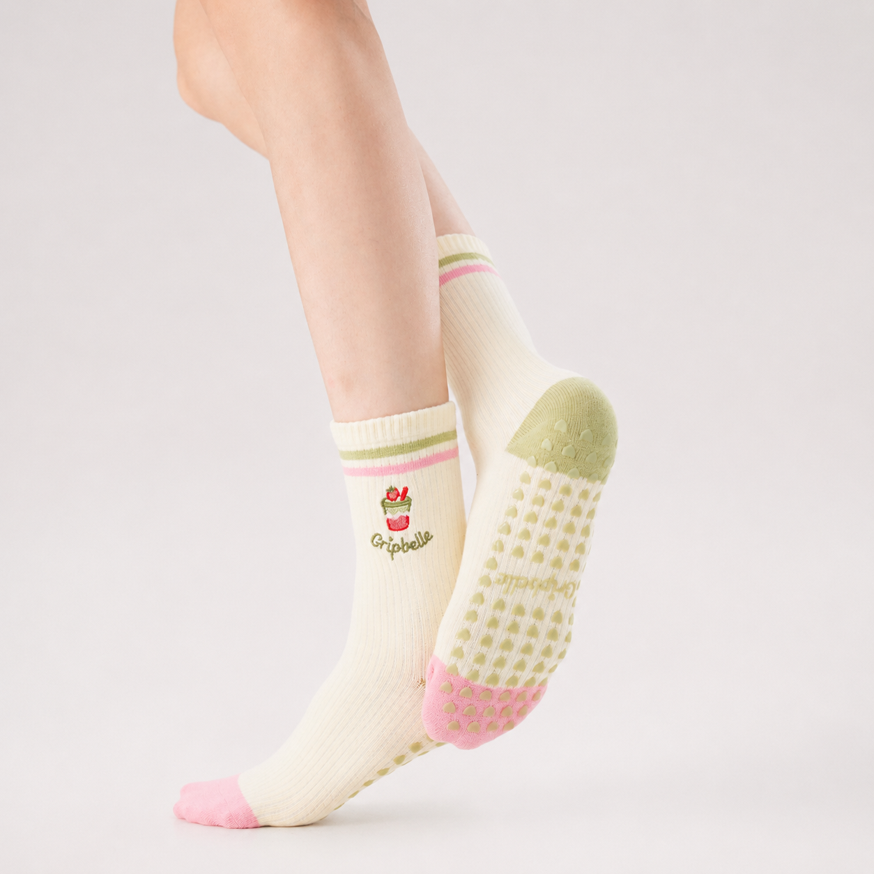 Strawberry Matcha - Pilates Grip Socks