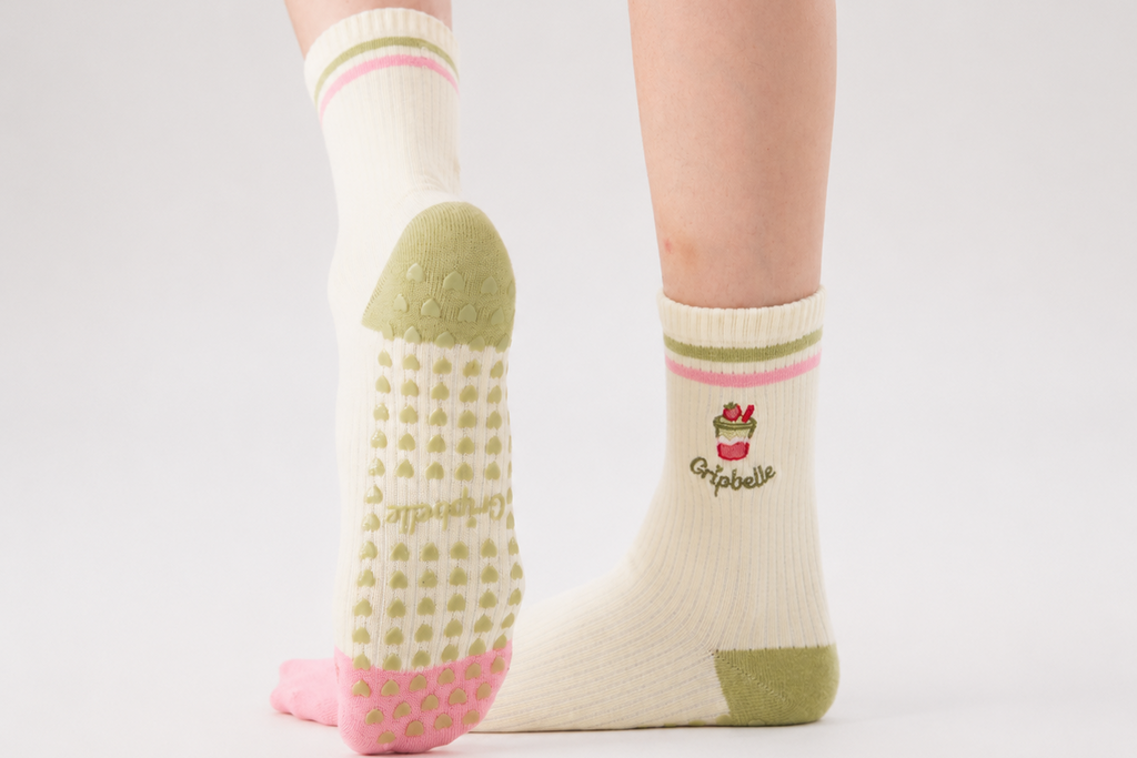 Strawberry Matcha - Pilates Grip Socks