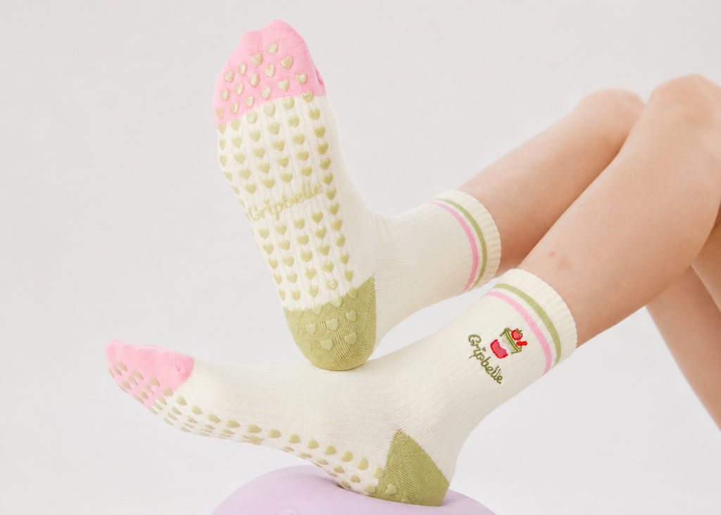Strawberry Matcha - Pilates Grip Socks